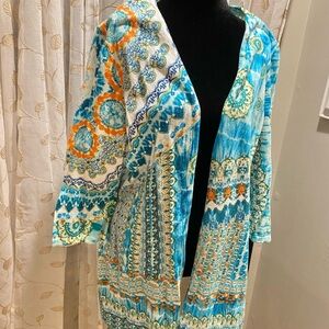 Chico's Multicolor Patterned Knit Cardigan